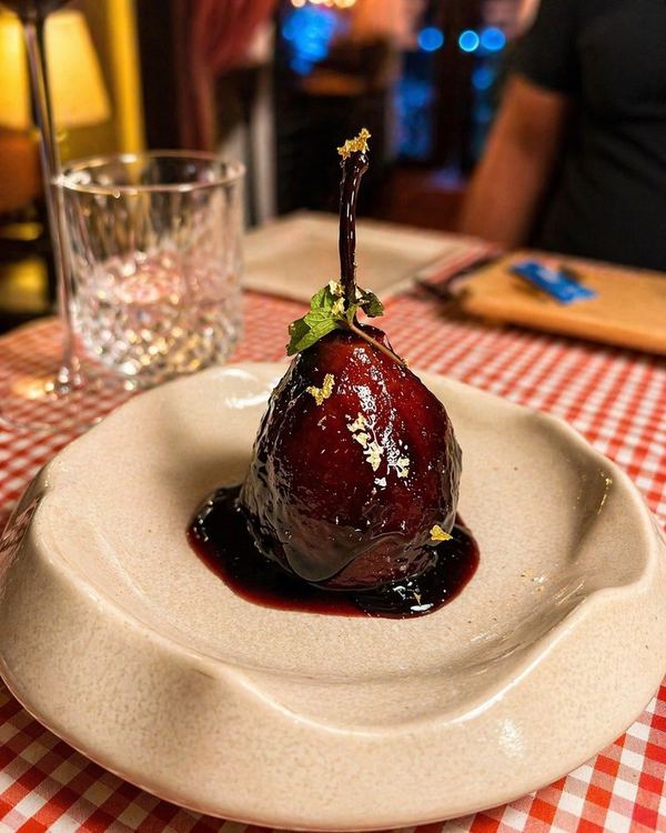 Poached pear dessert